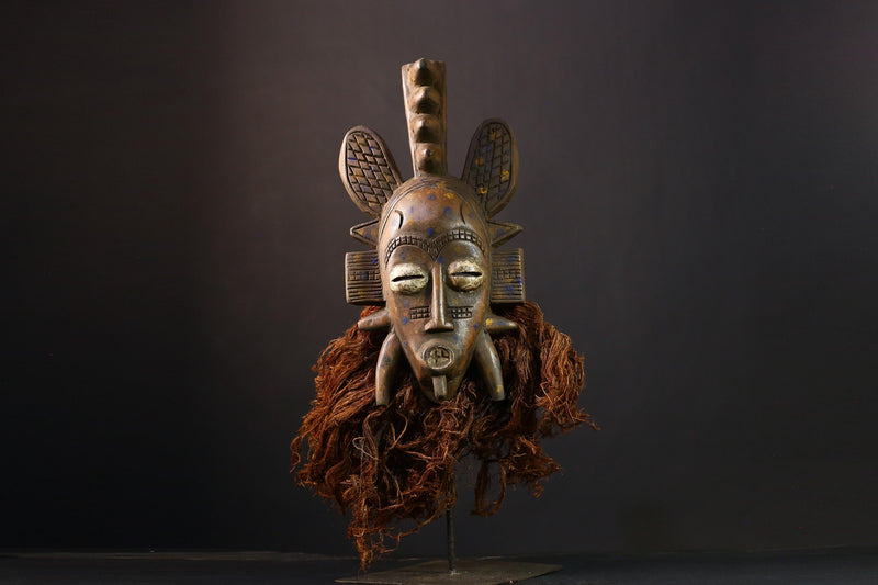 Exquisite Senufo Tribal Wood Art - Authentic African Mask with Rich Patina and Cultural Significance, Unique Wall Hanging Sculpture-G3906