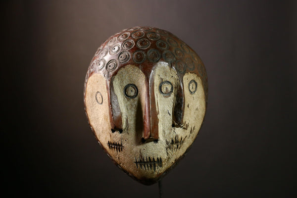 African Lega Mask - Handcrafted Wooden African Wall Art, Tribal Decorative Piece, Unique Cultural Relic from Congo for Collection-G3920