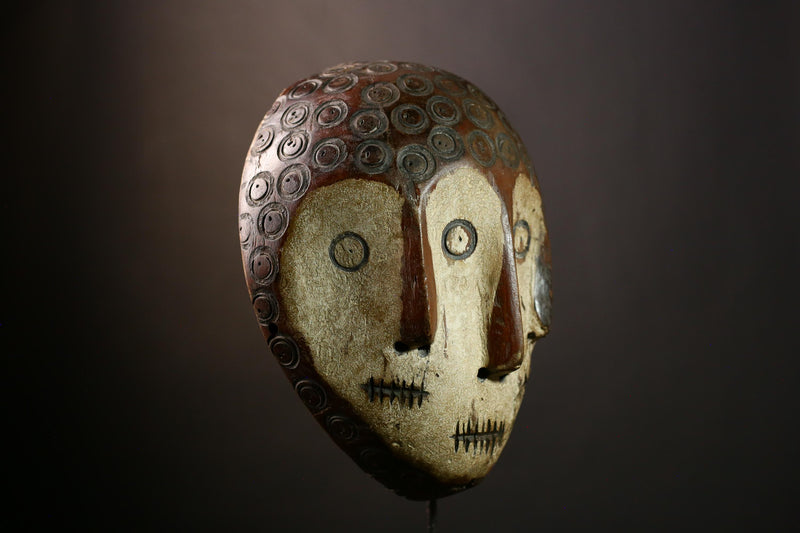 African Lega Mask - Handcrafted Wooden African Wall Art, Tribal Decorative Piece, Unique Cultural Relic from Congo for Collection-G3920