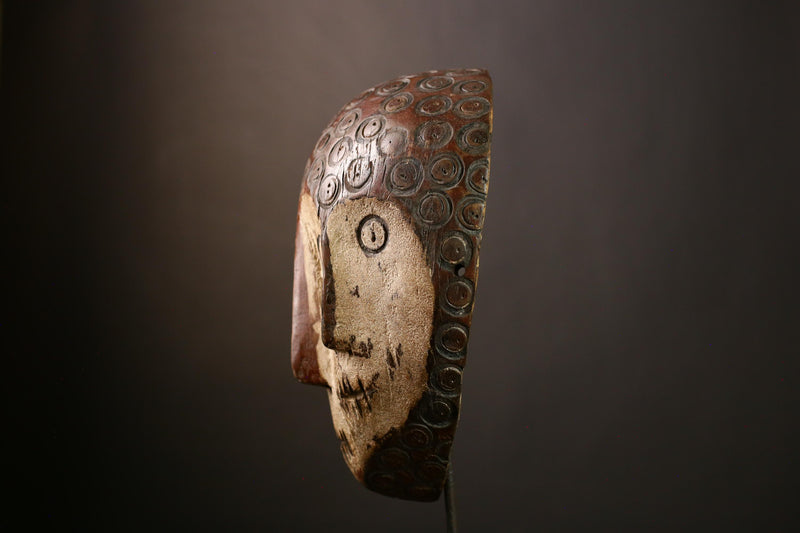 African Lega Mask - Handcrafted Wooden African Wall Art, Tribal Decorative Piece, Unique Cultural Relic from Congo for Collection-G3920