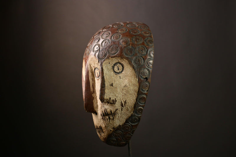 African Lega Mask - Handcrafted Wooden African Wall Art, Tribal Decorative Piece, Unique Cultural Relic from Congo for Collection-G3920