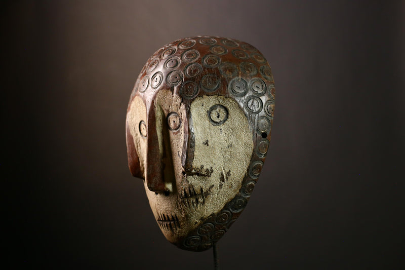 African Lega Mask - Handcrafted Wooden African Wall Art, Tribal Decorative Piece, Unique Cultural Relic from Congo for Collection-G3920