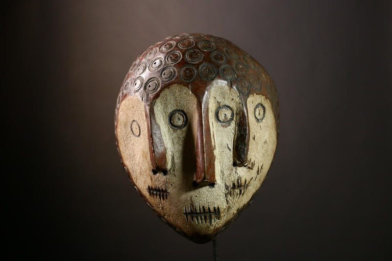 African Lega Mask - Handcrafted Wooden African Wall Art, Tribal Decorative Piece, Unique Cultural Relic from Congo for Collection-G3920