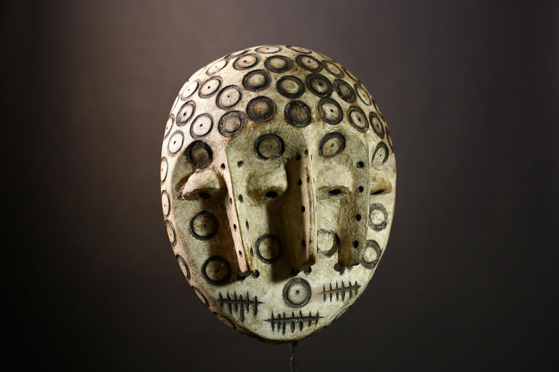 African Lega Mask - Unique Wooden African Wall Art, Tribal Art Sculpture, Decorative Cultural Piece from Congo for Art Collectors-G3919