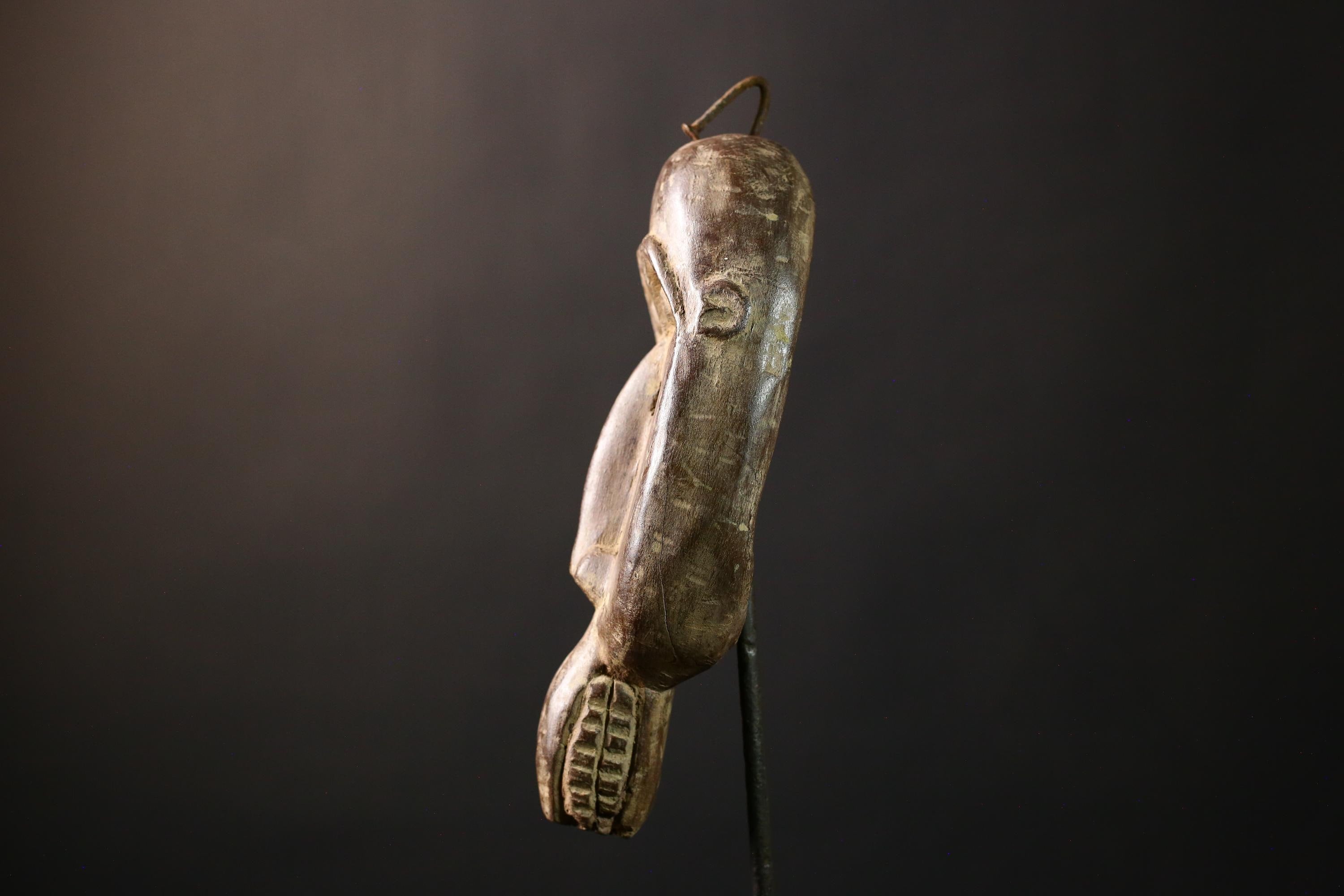 African Mask Authentic Baule Bird - Handcrafted Wooden Tribal Wall Art for Home Decor, Unique Cultural Sculpture and Collectible-G3661