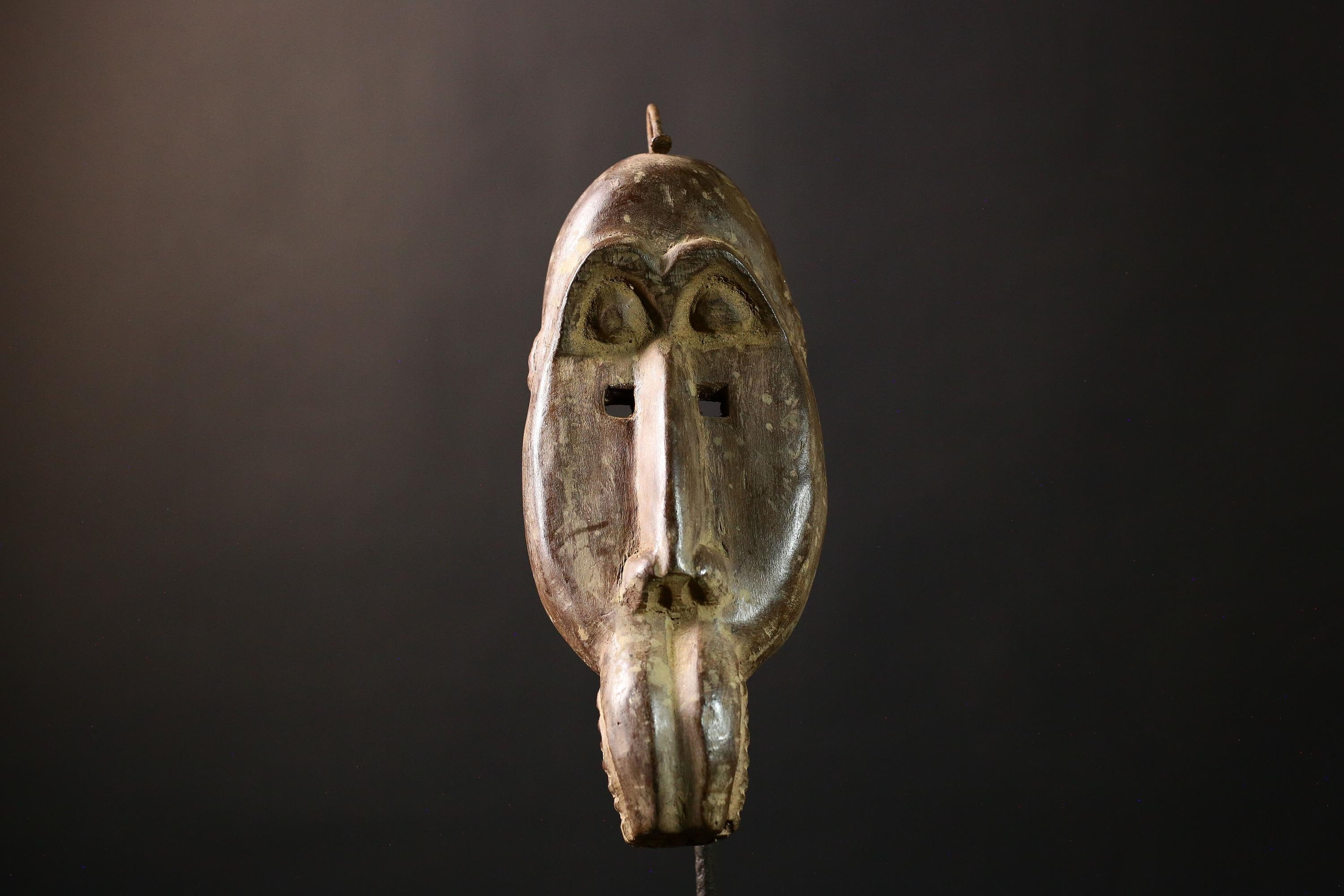 African Mask Authentic Baule Bird - Handcrafted Wooden Tribal Wall Art for Home Decor, Unique Cultural Sculpture and Collectible-G3661