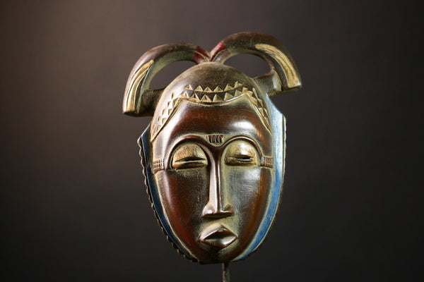 African Mask Rare Antique Guro - Exquisite Hand-Carved Tribal Art Decor, Unique Collectible Sculpture for Home and Cultural Display-G3649