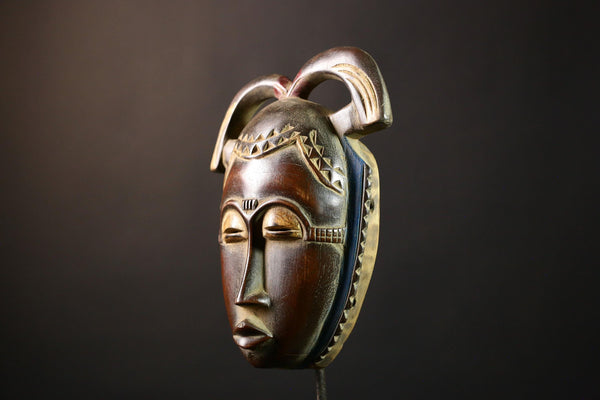 African Mask Rare Antique Guro - Exquisite Hand-Carved Tribal Art Decor, Unique Collectible Sculpture for Home and Cultural Display-G3649