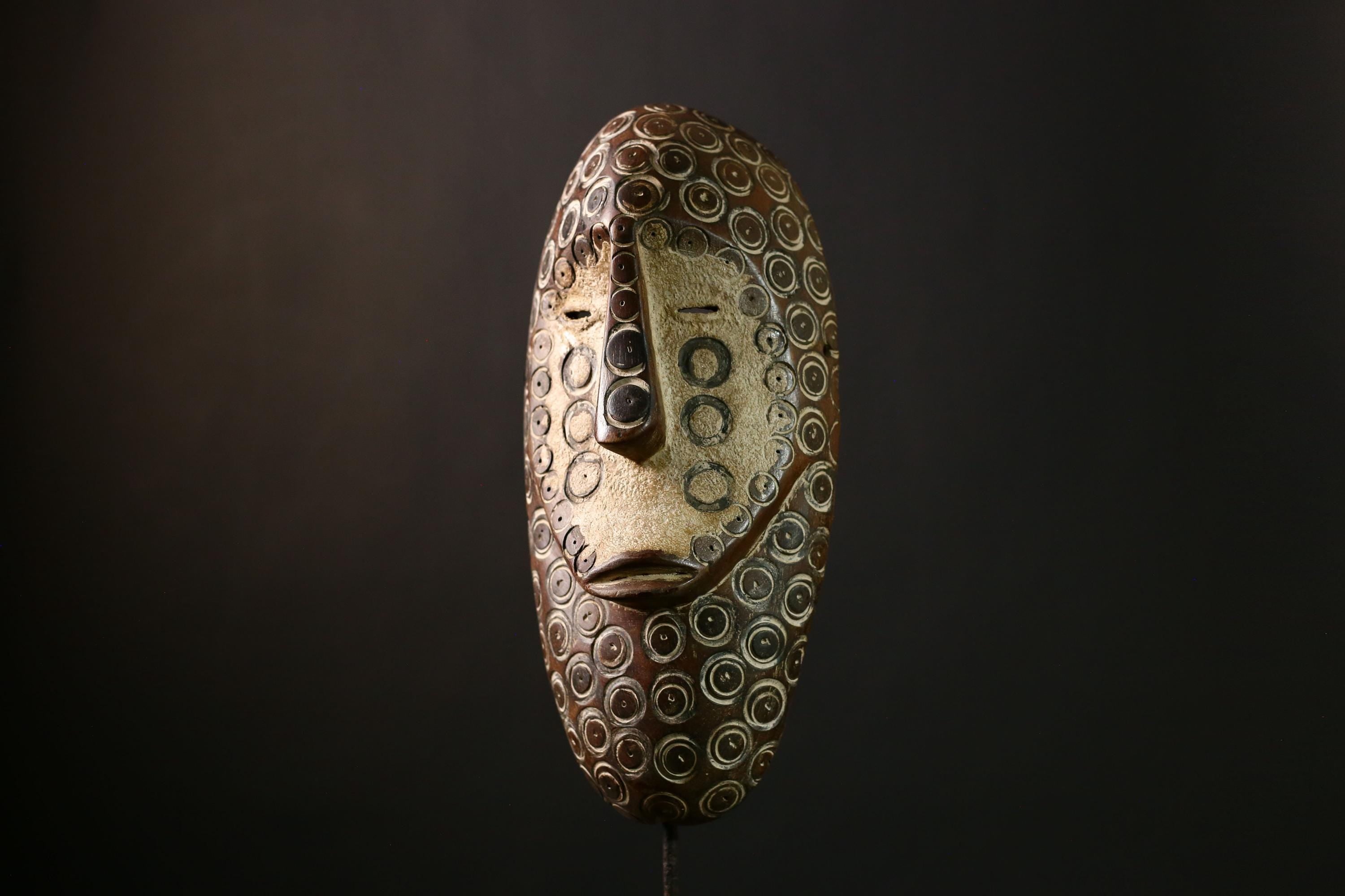 African Bwami Mask - Handcrafted Wooden Tribal Wall Art Sculpture | Unique Congo Decor | Authentic Ethnic Collectible for Home-G3935