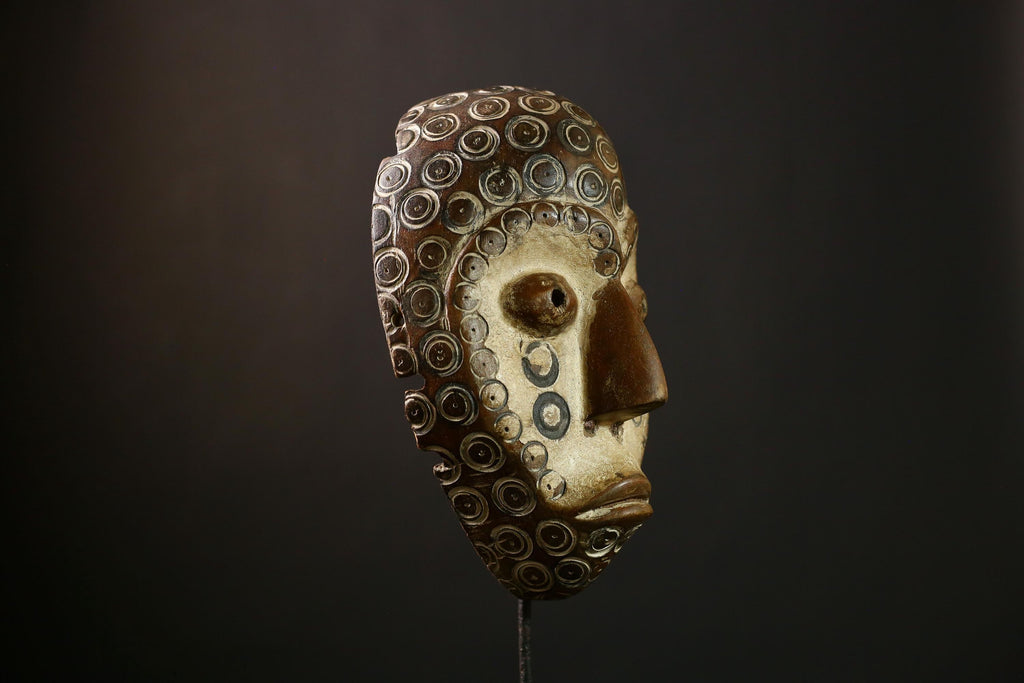 African Lega Mask - Authentic Wooden Tribal Wall Art, Unique Decorative Sculpture, Handcrafted African Decor for Home & Collection-G3934