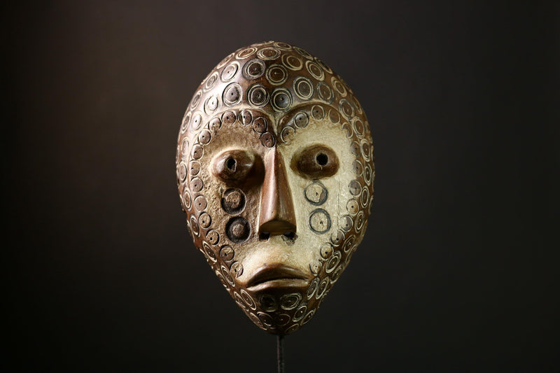 African Lega Mask - Authentic Wooden Tribal Wall Art, Unique Decorative Sculpture, Handcrafted African Decor for Home & Collection-G3934