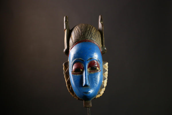 African Guro Mask Wall Art – Vintage Wooden Tribal Sculptures, Unique Face Masks for Home Decor, Art Objects & Collectibles-G3929