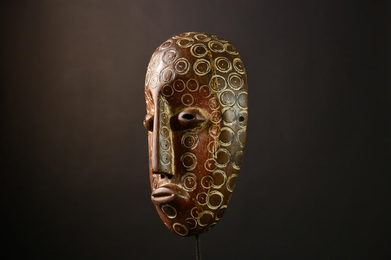 African Lega Mask - Wooden Tribal Wall Art, Handmade Congo Sculpture, Authentic African Decor, Ceremonial Lukungu Artifact-G3927