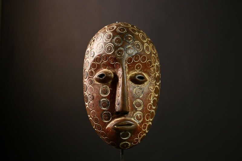 African Lega Mask - Wooden Tribal Wall Art, Handmade Congo Sculpture, Authentic African Decor, Ceremonial Lukungu Artifact-G3927