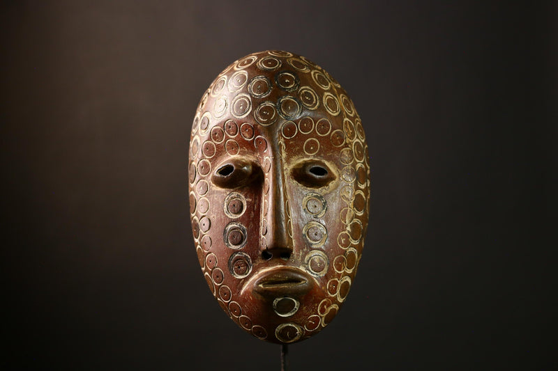 African Lega Mask - Wooden Tribal Wall Art, Handmade Congo Sculpture, Authentic African Decor, Ceremonial Lukungu Artifact-G3927