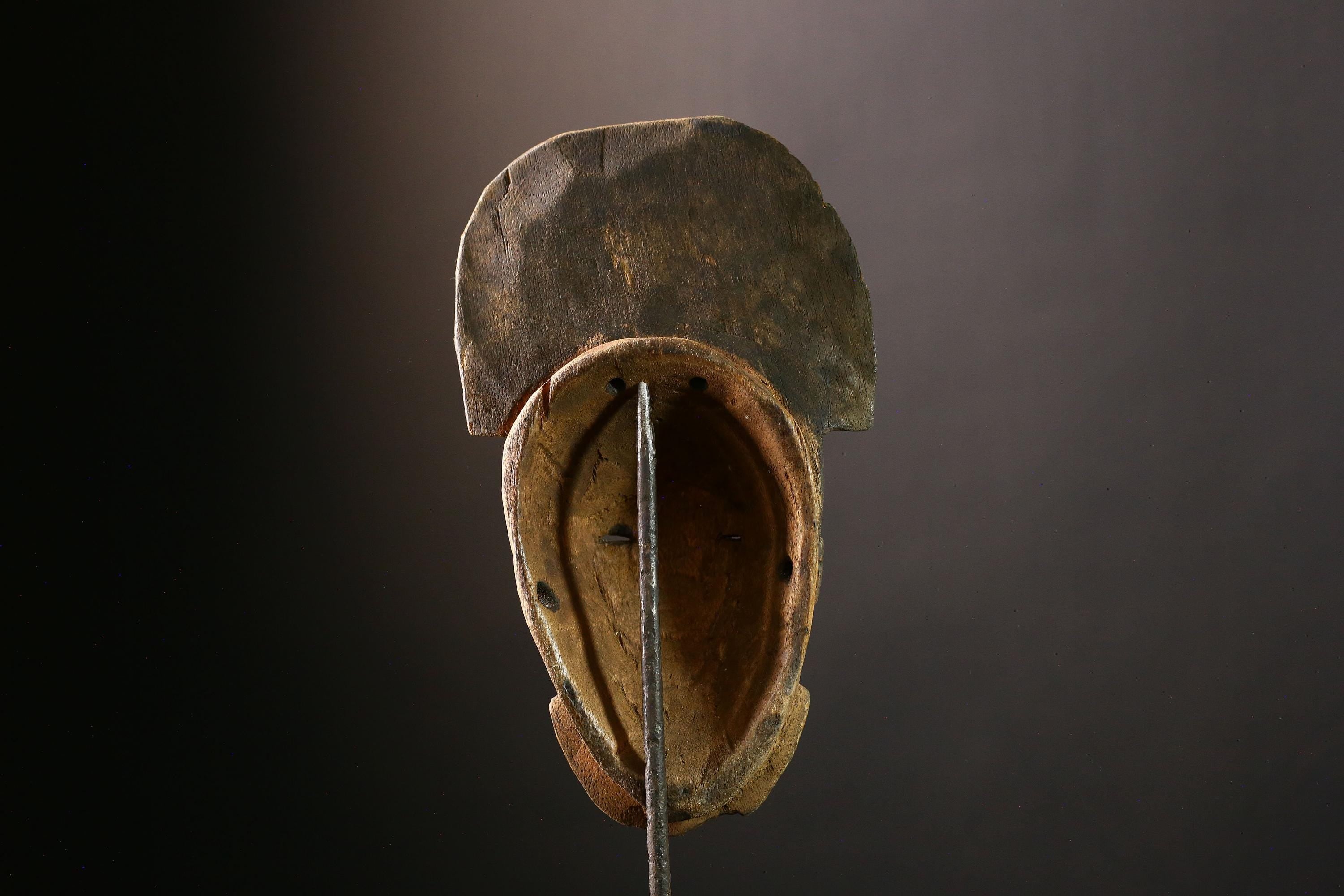 African Mask Antique Baule - Vintage Hand-Carved Wooden Tribal Face Sculpture, Unique Art Decor for Home, Collectibles, and Culture-5256