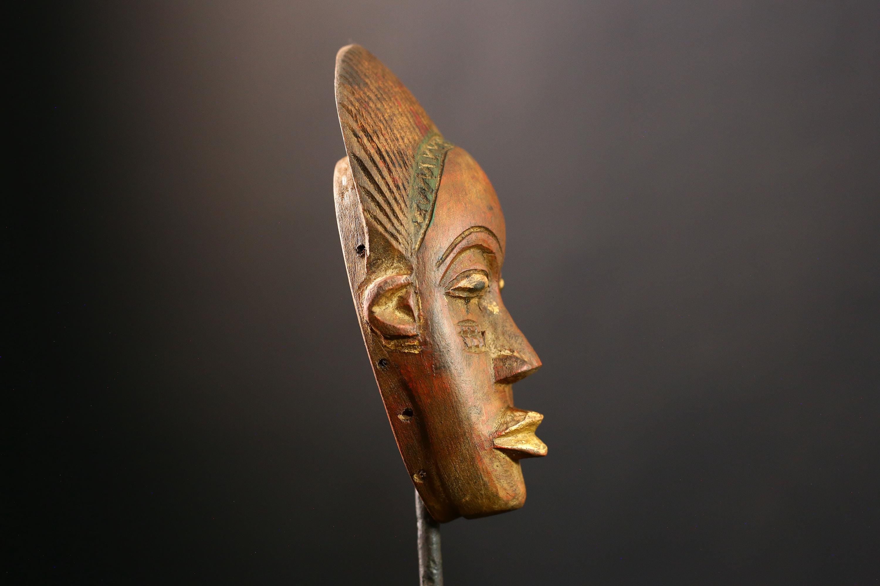 African Mask Antique Guru - Unique Hand-Carved Wooden Tribal Wall Art Decor, Cultural Sculpture for Home, Collectibles & Art Lovers-9594
