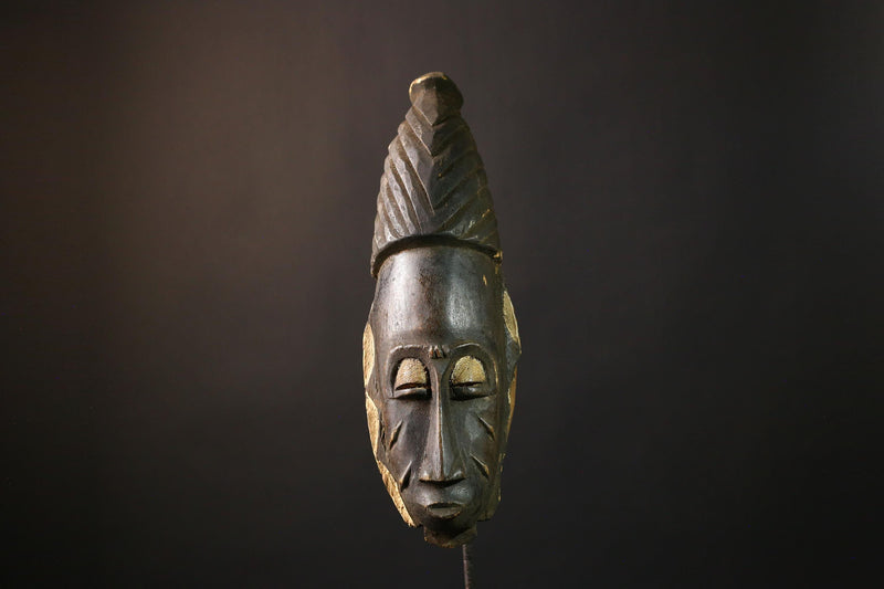 African Mask Guro - Unique Hand-Carved Tribal Wooden Wall Art Decor, Cultural Sculpture for Home, Collectibles, Ethnic Art-5285