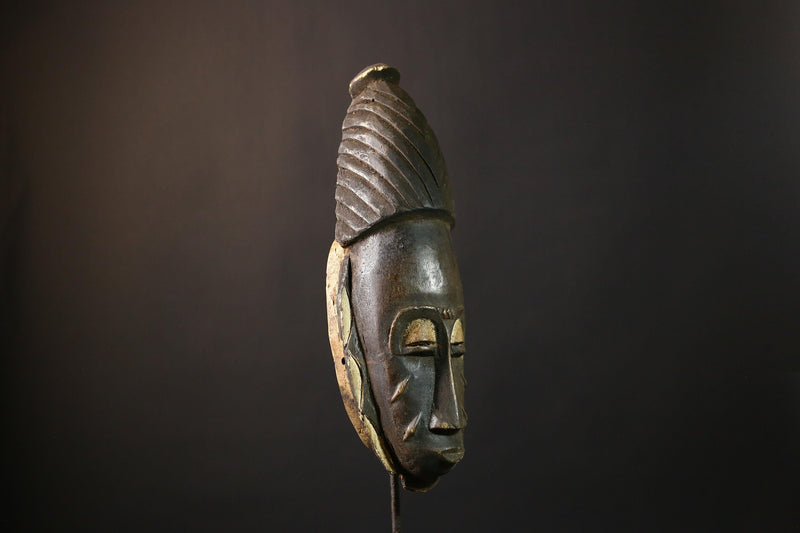 African Mask Guro - Unique Hand-Carved Tribal Wooden Wall Art Decor, Cultural Sculpture for Home, Collectibles, Ethnic Art-5285