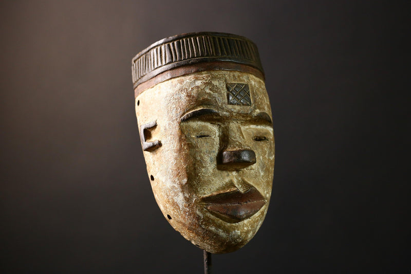 African Mask Igbo Ibo - Unique Hand-Carved Wooden Ceremonial Wall Art, Tribal Decor from Nigeria, Cultural Collectible Sculpture-G3678