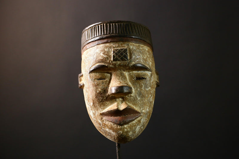 African Mask Igbo Ibo - Unique Hand-Carved Wooden Ceremonial Wall Art, Tribal Decor from Nigeria, Cultural Collectible Sculpture-G3678