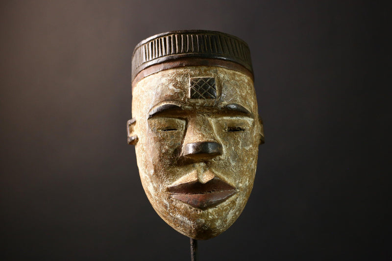 African Mask Igbo Ibo - Unique Hand-Carved Wooden Ceremonial Wall Art, Tribal Decor from Nigeria, Cultural Collectible Sculpture-G3678