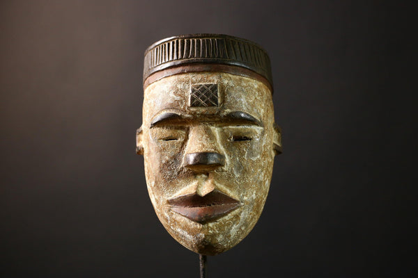 African Mask Igbo Ibo - Unique Hand-Carved Wooden Ceremonial Wall Art, Tribal Decor from Nigeria, Cultural Collectible Sculpture-G3678