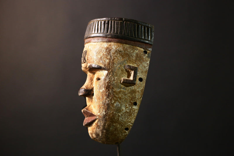 African Mask Igbo Ibo - Unique Hand-Carved Wooden Ceremonial Wall Art, Tribal Decor from Nigeria, Cultural Collectible Sculpture-G3678