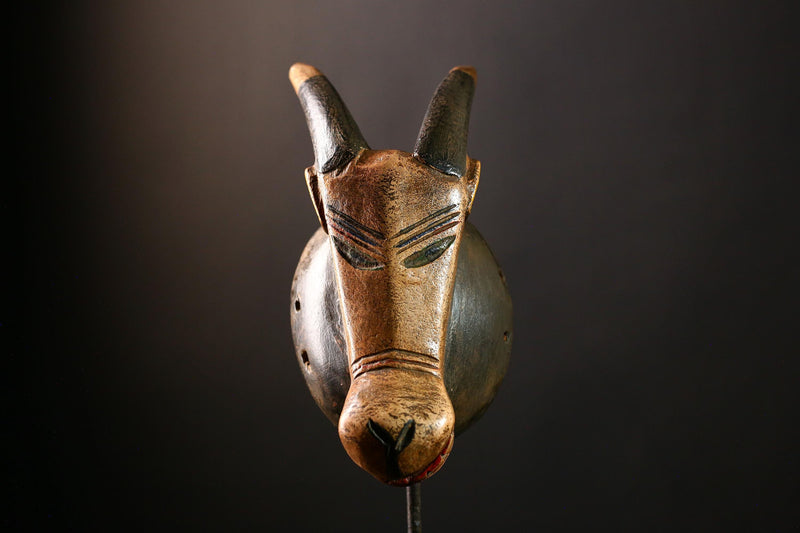 African Mask Baule BOBO Bull-Authentic Handcrafted Tribal Wall Art, Unique Decorative Mask for Home, Cultural Collectible Sculpture-G3671