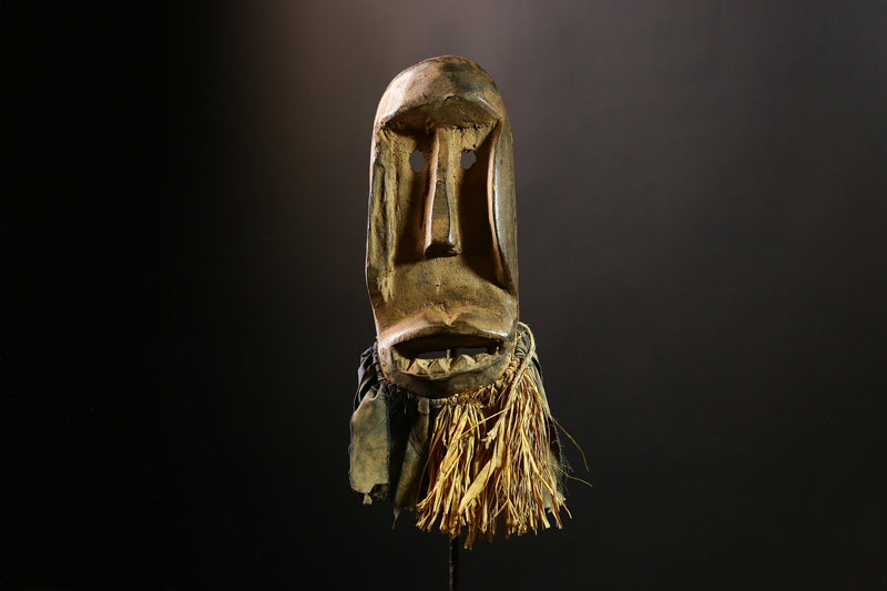 African Mask Dan Tribal Hand-Carved Wooden Face Sculpture Unique Wall Decor Piece for Home Collectible Art and Cultural Heritage-G3667