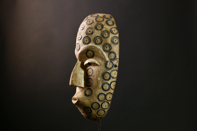 African Lega Mask - Authentic Hand-Carved Wooden Tribal Wall Art from Congo DRC - Unique Cultural Decor for Home and Art Lovers-G3955