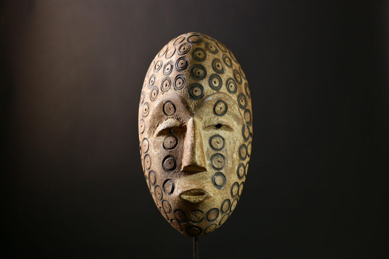 African Lega Mask - Authentic Hand-Carved Wooden Tribal Wall Art from Congo DRC - Unique Cultural Decor for Home and Art Lovers-G3955