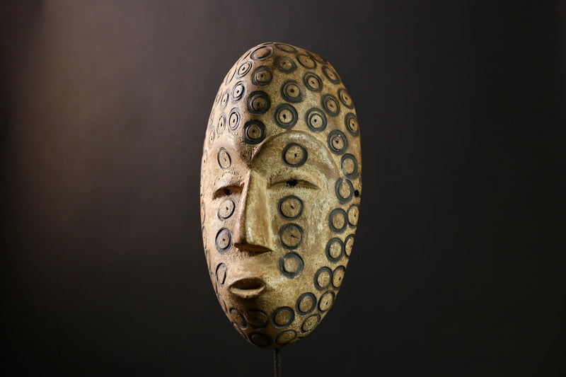 African Lega Mask - Authentic Hand-Carved Wooden Tribal Wall Art from Congo DRC - Unique Cultural Decor for Home and Art Lovers-G3955