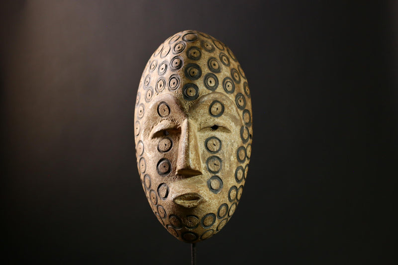 African Lega Mask - Authentic Hand-Carved Wooden Tribal Wall Art from Congo DRC - Unique Cultural Decor for Home and Art Lovers-G3955