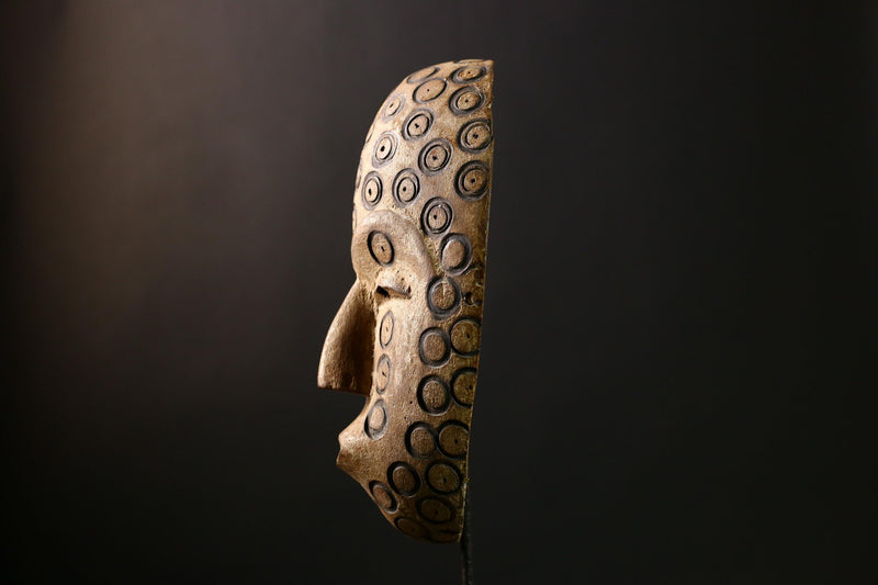 African Lega Mask - Authentic Hand-Carved Wooden Tribal Wall Art from Congo DRC - Unique Cultural Decor for Home and Art Lovers-G3955