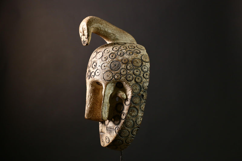 African Bwami Lega Mask - Unique Hand-Carved Wood Tribal Wall Art, Rare Congo Collectible, Perfect for Art & Home Décor Lovers!-G3949