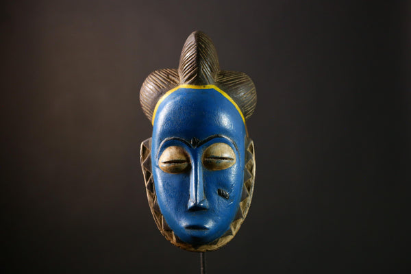 African Baule Mask - Stunning Vintage Hand-Carved Wooden Tribal Wall Art, Unique Face Sculpture, Perfect for Home Décor Collectors-G3948