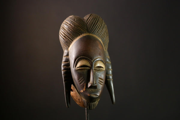 African Baule Mask - Vintage Handcrafted Wooden Tribal Wall Art, Unique Antique Decor Piece for Home, Office, or Gallery Display-G3944