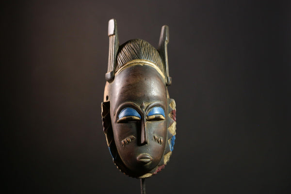 African Guro Mask - Vintage Tribal Wooden Wall Art Sculpture, Unique Baule Antique Mask, Perfect for Home Decor & Collectibles-G3943