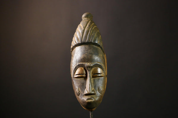 African Mask Hand-Carved Vintage Guro Art Sculpture - Unique Tribal Wall Decor, Ethnic Home Accent, Cultural Collector’s Piece  -5279