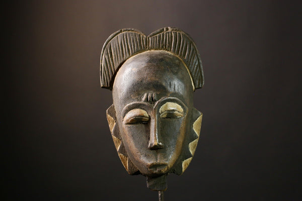 African Mask Handmade Guro Tribal Wall Art - Vintage Carved Wood Face Decor, Unique Cultural Sculpture for Home Decor Collectors -5304