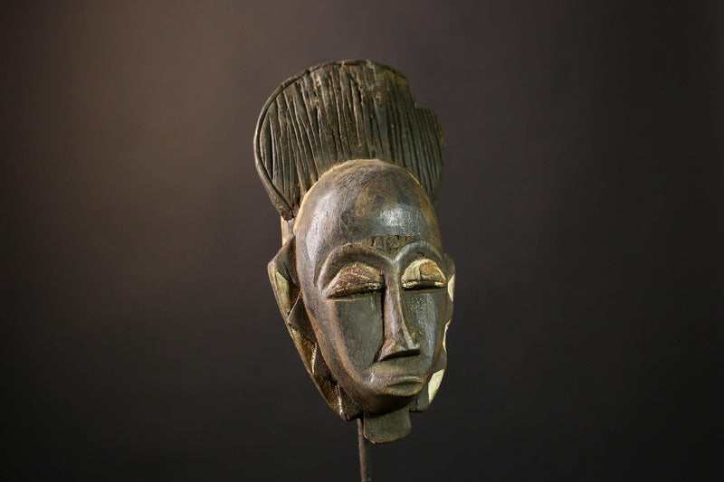 African Mask Handcrafted Baoulé Tribal Face - Vintage Wooden Wall Art, Unique Cultural Decor, Ethnic Sculpture for Home Collectors -5307
