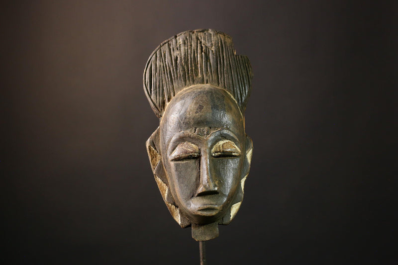 African Mask Handcrafted Baoulé Tribal Face - Vintage Wooden Wall Art, Unique Cultural Decor, Ethnic Sculpture for Home Collectors -5307