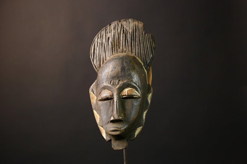 African Mask Handcrafted Baoulé Tribal Face - Vintage Wooden Wall Art, Unique Cultural Decor, Ethnic Sculpture for Home Collectors -5307