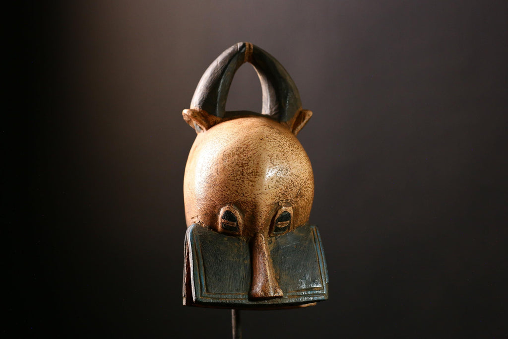 African Mask Handmade Komungo Tribal Fire Spitting Art - Unique Wooden Wall Decor, Cultural Sculpture for Home and Art Collectors -G3688