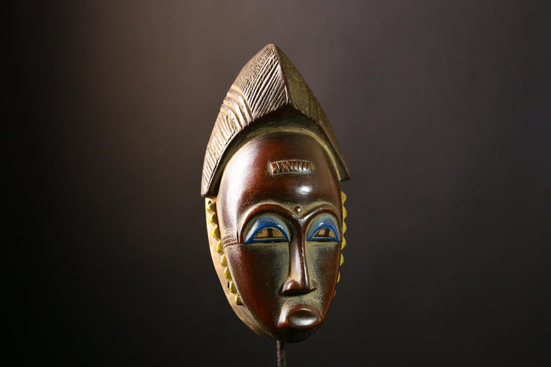 African Mask Handmade Baule Tribal Wooden Face Art - Unique Wall Decor, Cultural Sculpture Accent for Home Decor and Collectors -G3687