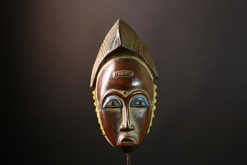 African Mask Handmade Baule Tribal Wooden Face Art - Unique Wall Decor, Cultural Sculpture Accent for Home Decor and Collectors -G3687