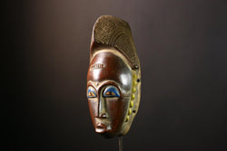 African Mask Handmade Baule Tribal Wooden Face Art - Unique Wall Decor, Cultural Sculpture Accent for Home Decor and Collectors -G3687