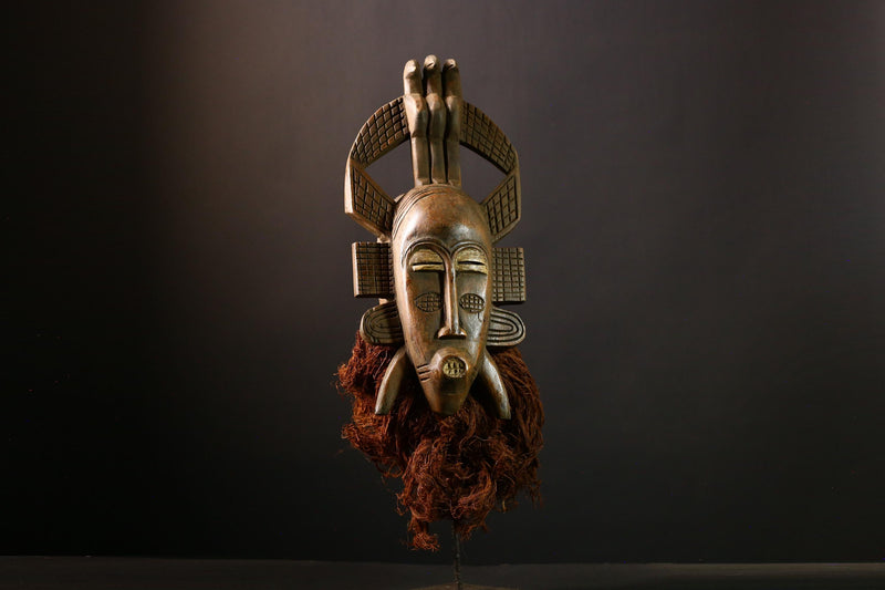 African Mask Senufo Kalao Bird Art - Handcrafted Tribal Wall Decor, Unique Cultural Home Accent, Ethnic Sculpture for Collectors -G3683