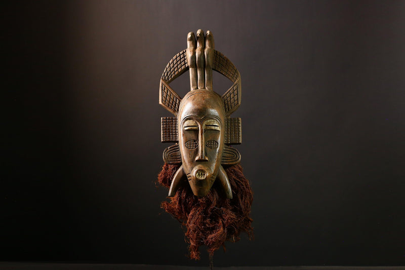 African Mask Senufo Kalao Bird Art - Handcrafted Tribal Wall Decor, Unique Cultural Home Accent, Ethnic Sculpture for Collectors -G3683